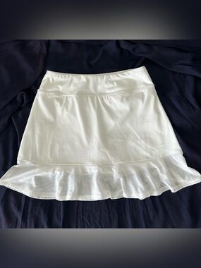 Tommy Bahama White Ruffle-Hem A-Line Skirt With Built-in Shorts Dance Practice